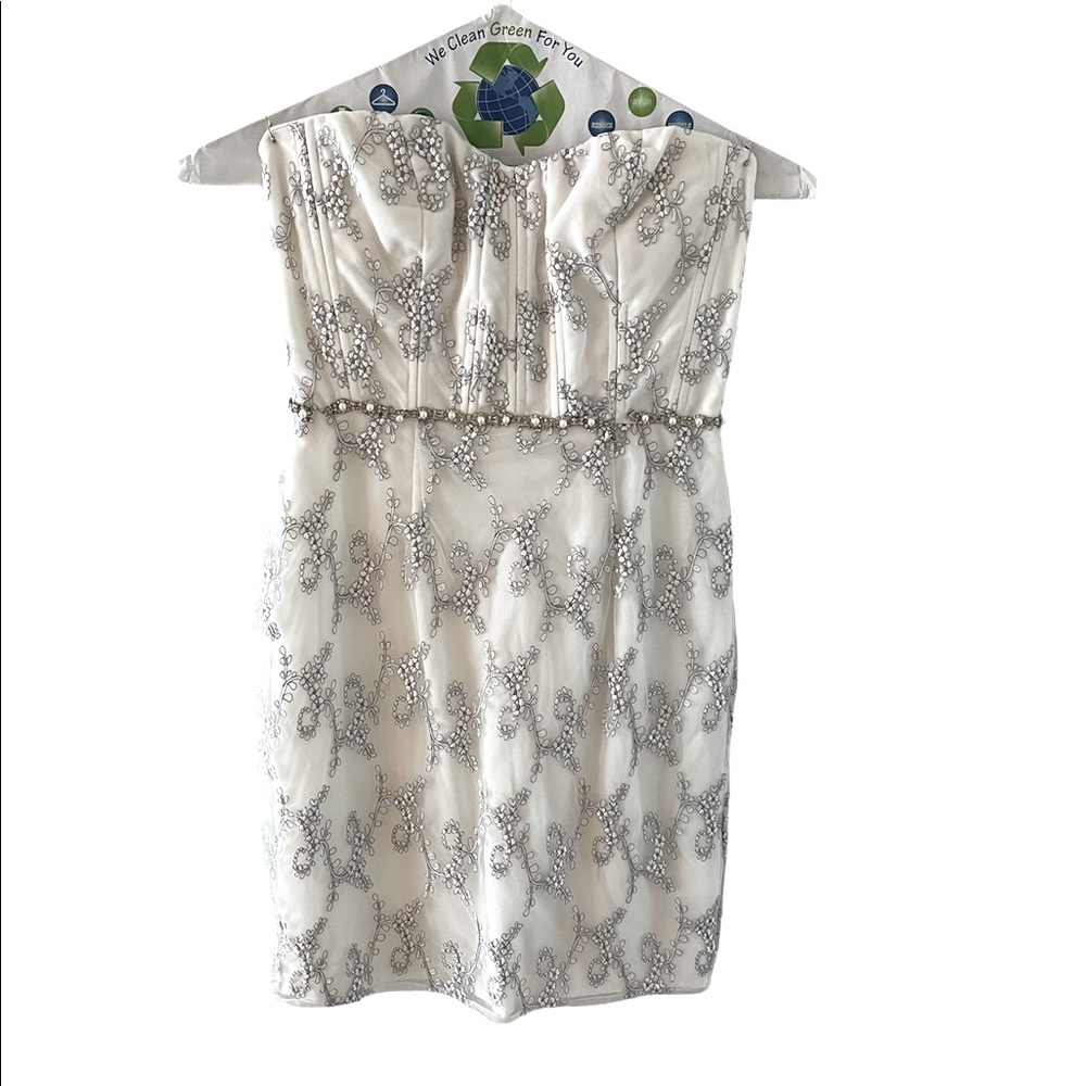 White lace and pearl Minuet dress.